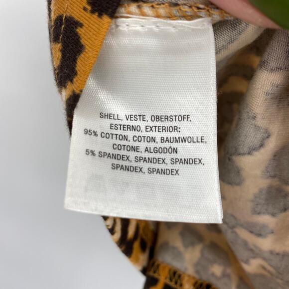 Anthropologie Mock Neck Top Pullover Animal Leopard Print Short Sleeve Brown XS - Picture 4 of 5